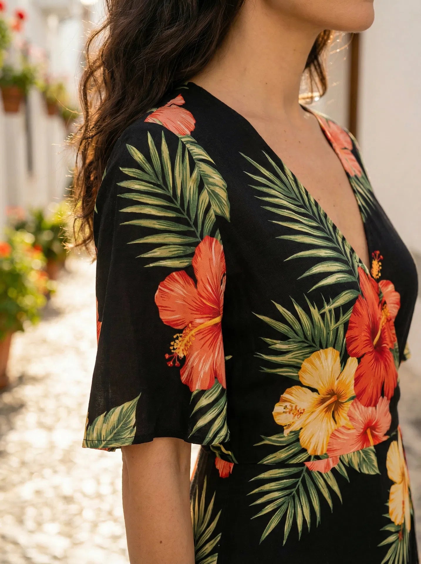 Vestido Artesanal Tropical Negro - Foto 8