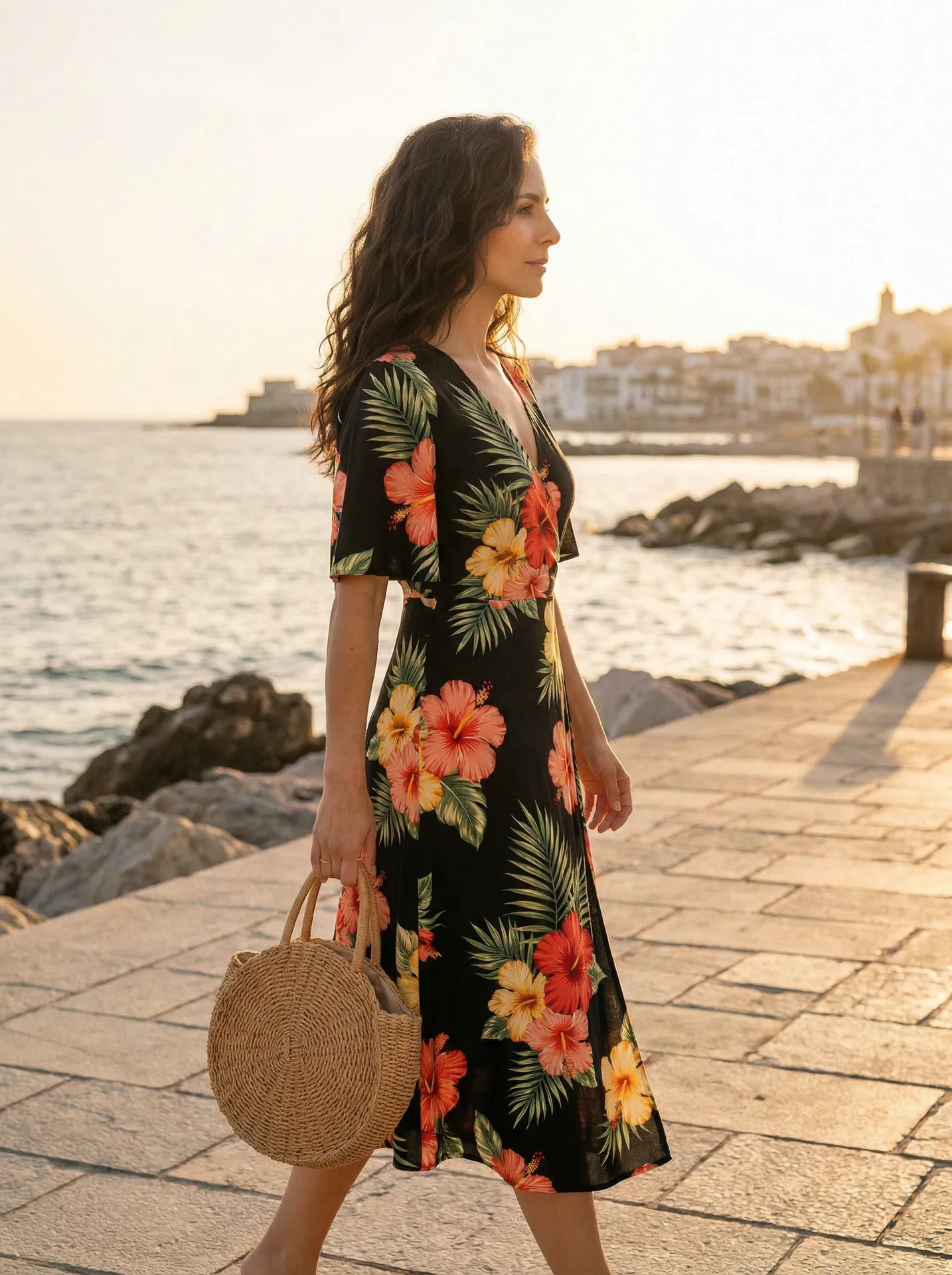 Vestido Artesanal Tropical Negro - Foto 5